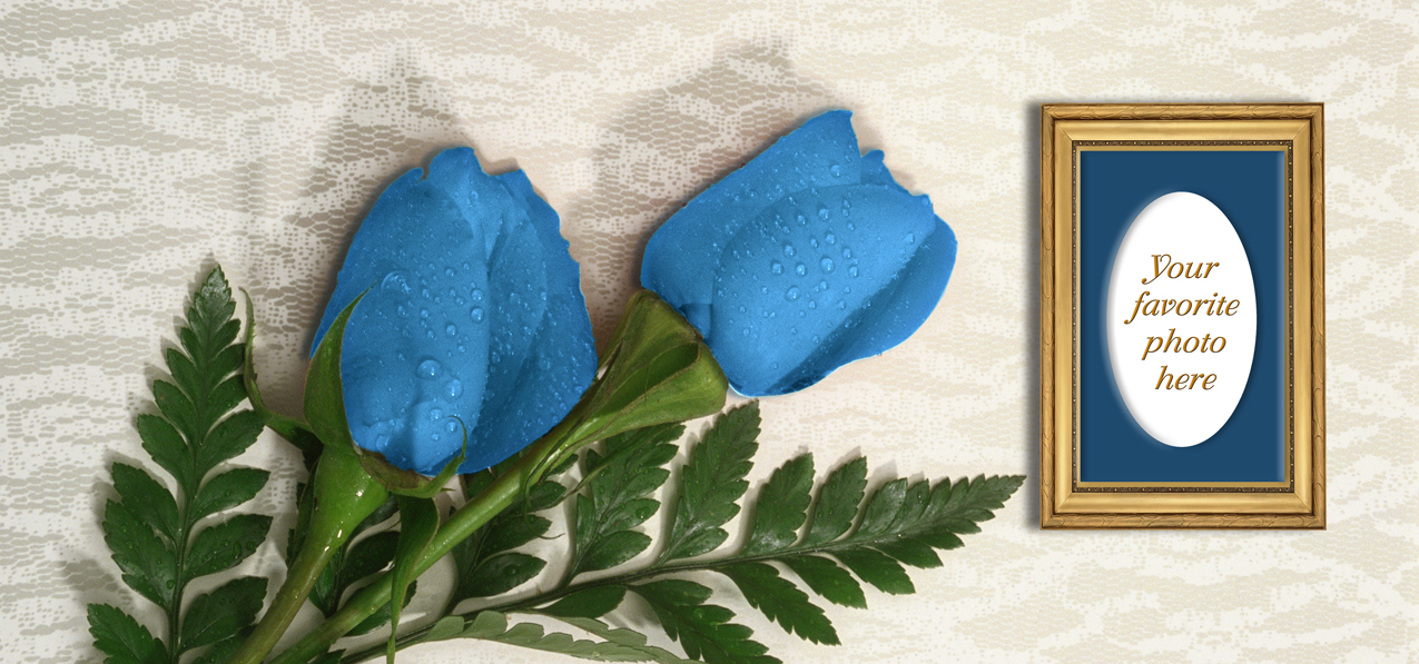 2 Roses Blue (Gold Frame)